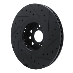 Lexus GS350 Brake Rotor (1) - Left Front - R1 Concepts - Drilled & Slotted - Black - `06-`20